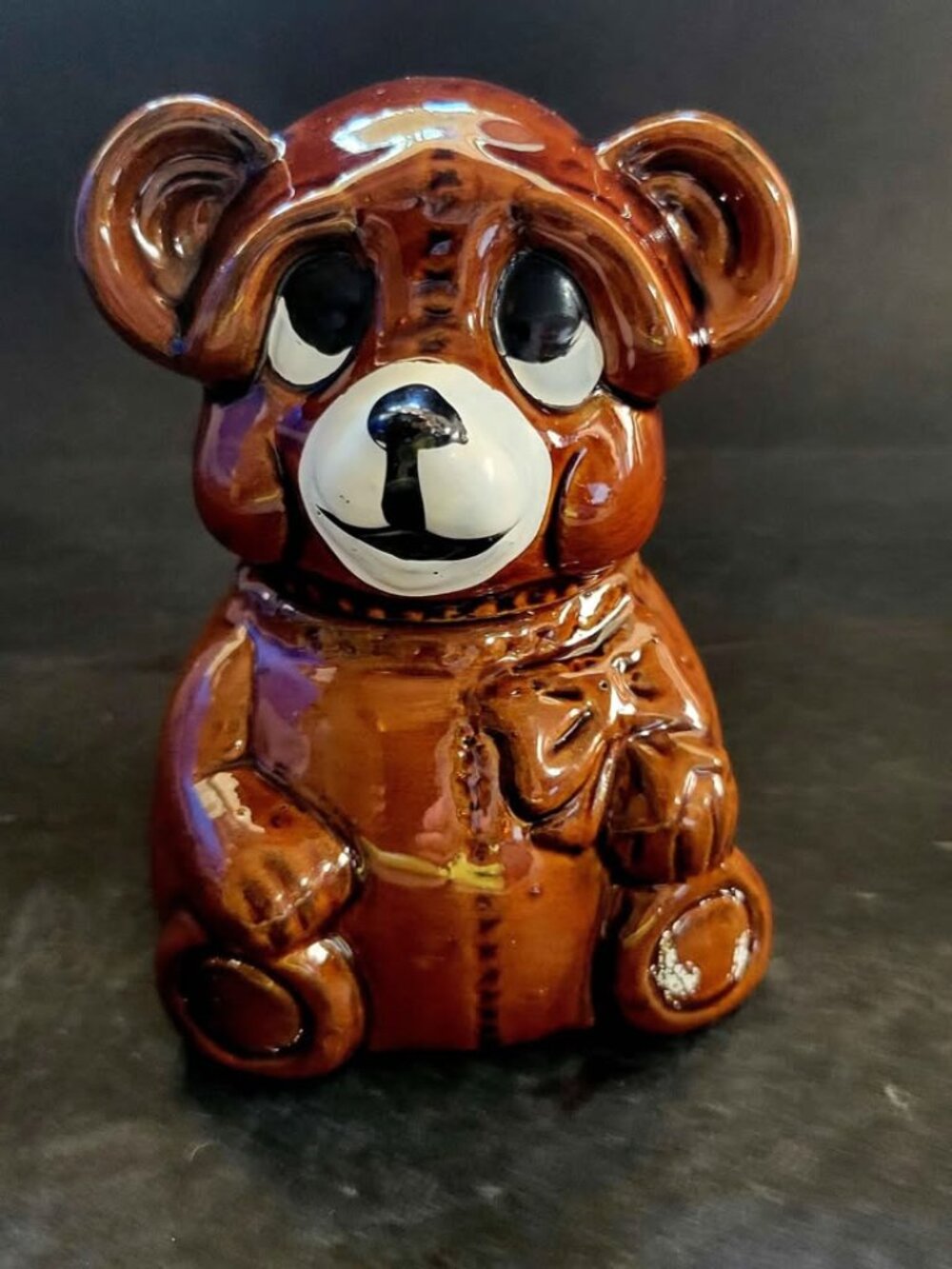 Vintage 1982 Houston Foods Ceramic Teddy Bear Honey Jar